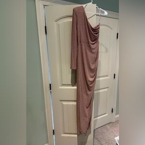 Fashion Nova one sleeve dress with a split and little sparkle. Size large